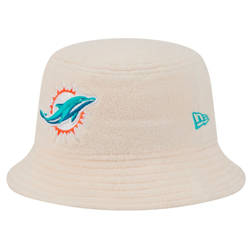 Miami Dolphins New Era Women's Cozy Sherpa Bucket Hat - Cream outlet