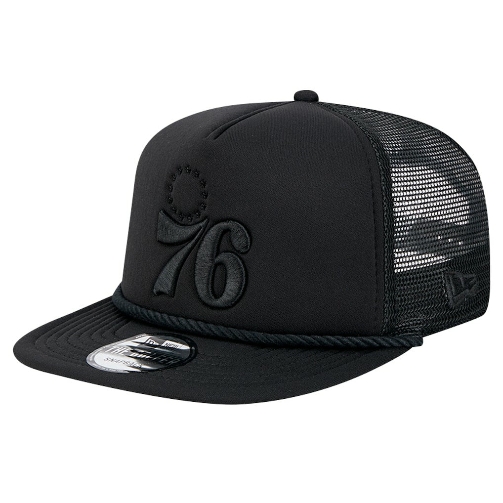 Philadelphia 76ers Tone Foam Meshback Golfer Snapback Hat - Black | New Era discount