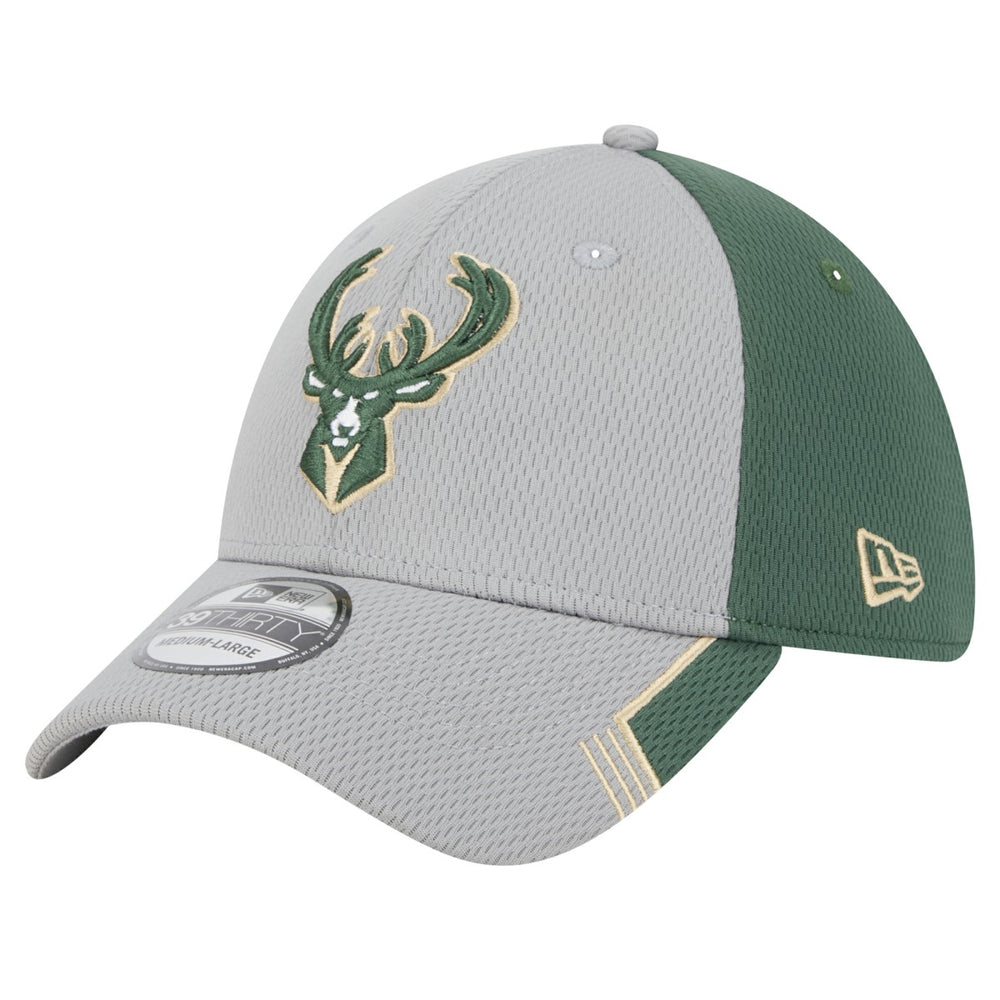 Milwaukee Bucks Active Trim 39THIRTY Flex Hat - Gray/Hunter Green | New Era for sale