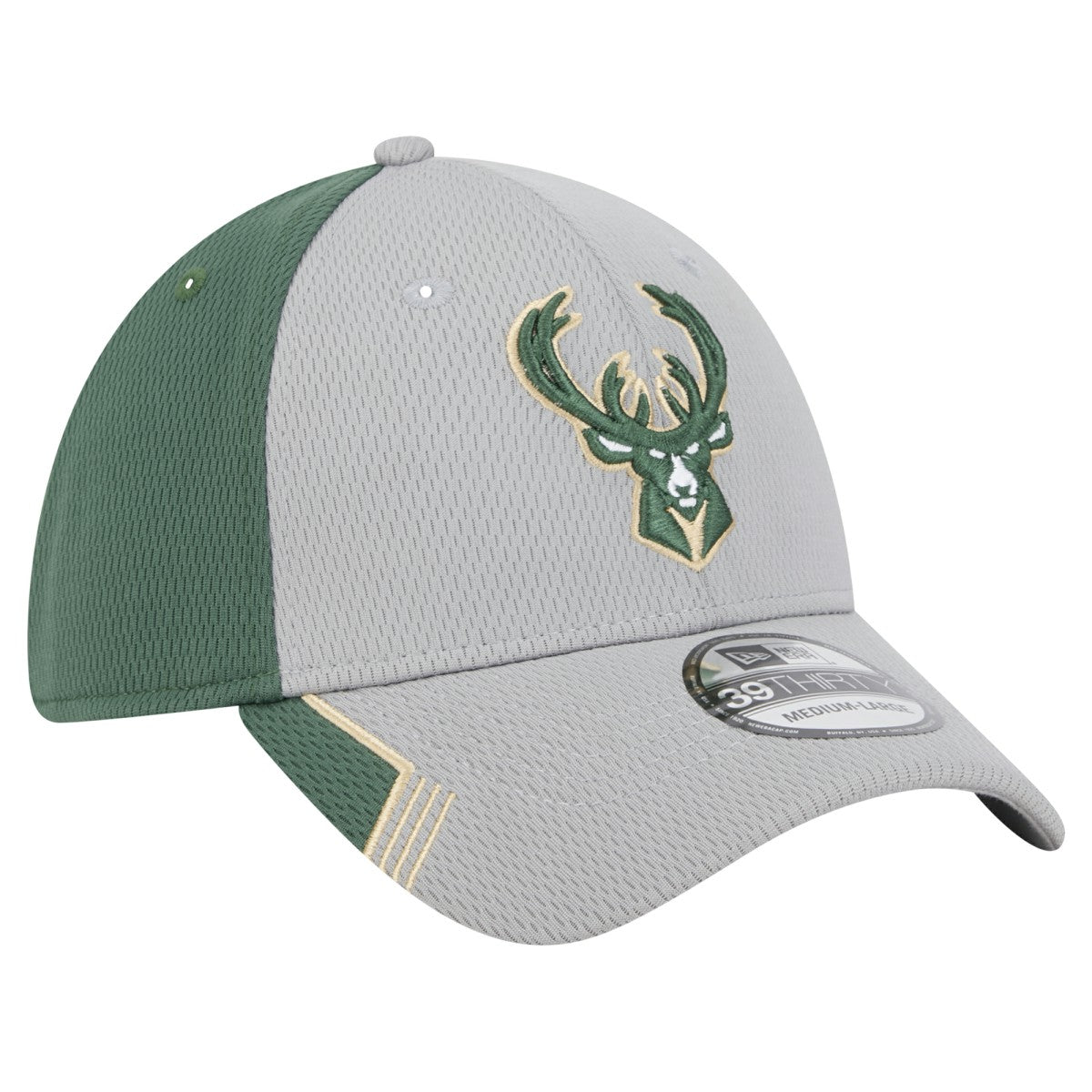 Milwaukee Bucks Active Trim 39THIRTY Flex Hat - Gray/Hunter Green | New Era for sale