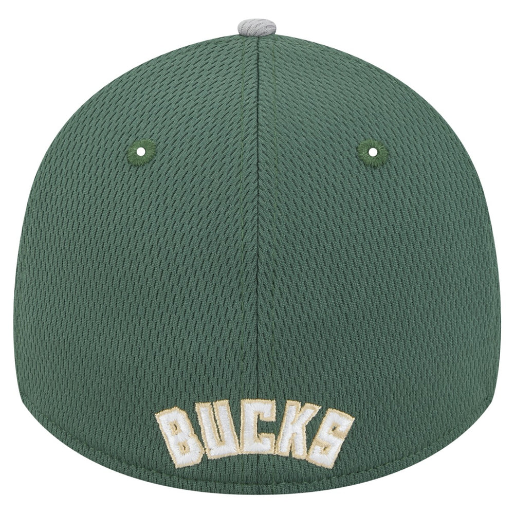 Milwaukee Bucks Active Trim 39THIRTY Flex Hat - Gray/Hunter Green | New Era for sale
