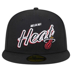 Miami Heat Sport Night Script Sided 59FIFTY Fitted Hat - Black | New Era discount