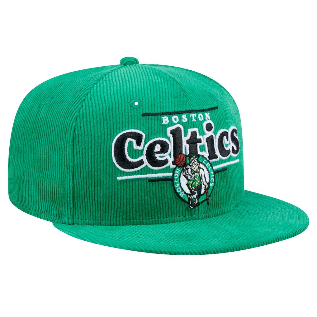 Boston Celtics Throwback Display Corduroy 9FIFTY Snapback Hat - Kelly Green | New Era on sale