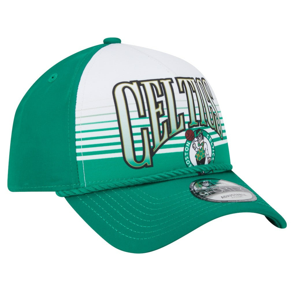 Boston Celtics Kelly Green Throwback Gradient A-Frame 9FORTY Adjustable Hat | New Era discount