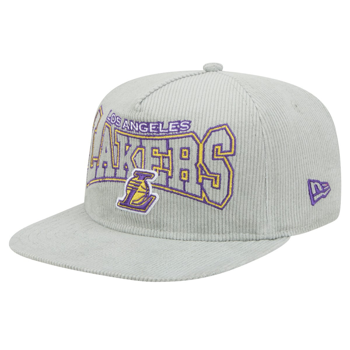 Los Angeles Lakers Throwback Corduroy Golfer Snapback Hat - Gray | New Era online