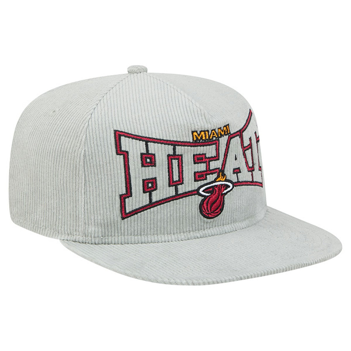 Miami Heat Throwback Corduroy Golfer Snapback Hat - Gray | New Era cheap