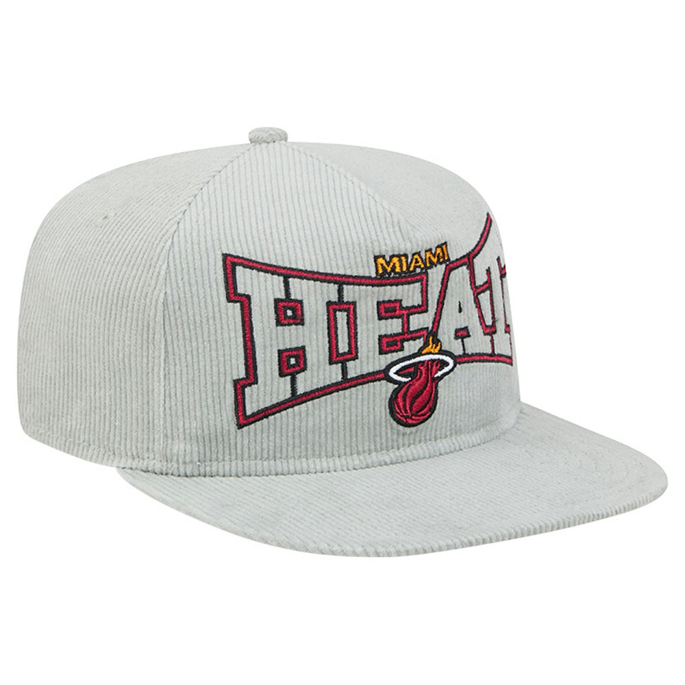 Miami Heat Throwback Corduroy Golfer Snapback Hat - Gray | New Era cheap