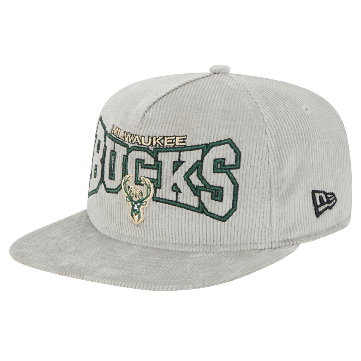 Milwaukee Bucks Throwback Corduroy Golfer Snapback Hat - Gray | New Era outlet