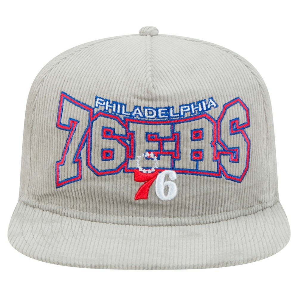Philadelphia 76ers Throwback Corduroy Golfer Snapback Hat - Gray | New Era shop