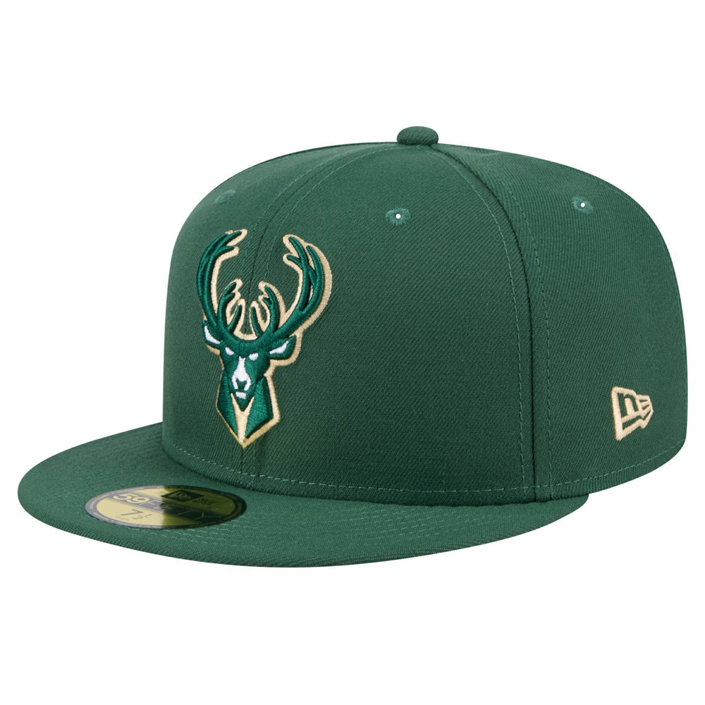 Milwaukee Bucks Throwback Pennant 59FIFTY Fitted Hat - Hunter Green | New Era shop
