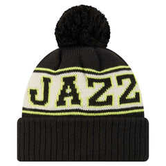 Utah Jazz Throwback Retro Cuffed Knit Hat with Pom - Black | New Era online