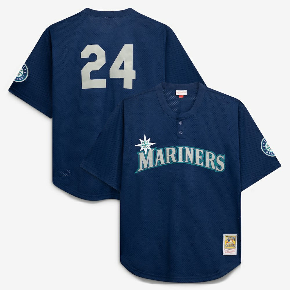 Seattle Mariners Big & Tall Cooperstown Collection Mesh Batting Practice Jersey - Navy | Mitchell & Ness