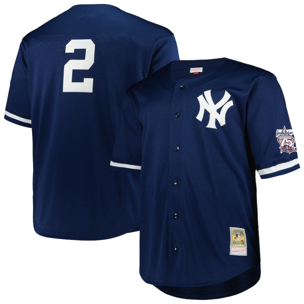 Derek Jeter New York Yankees Big & Tall Cooperstown Mesh Batting Practice Jersey - Navy | Mitchell & Ness