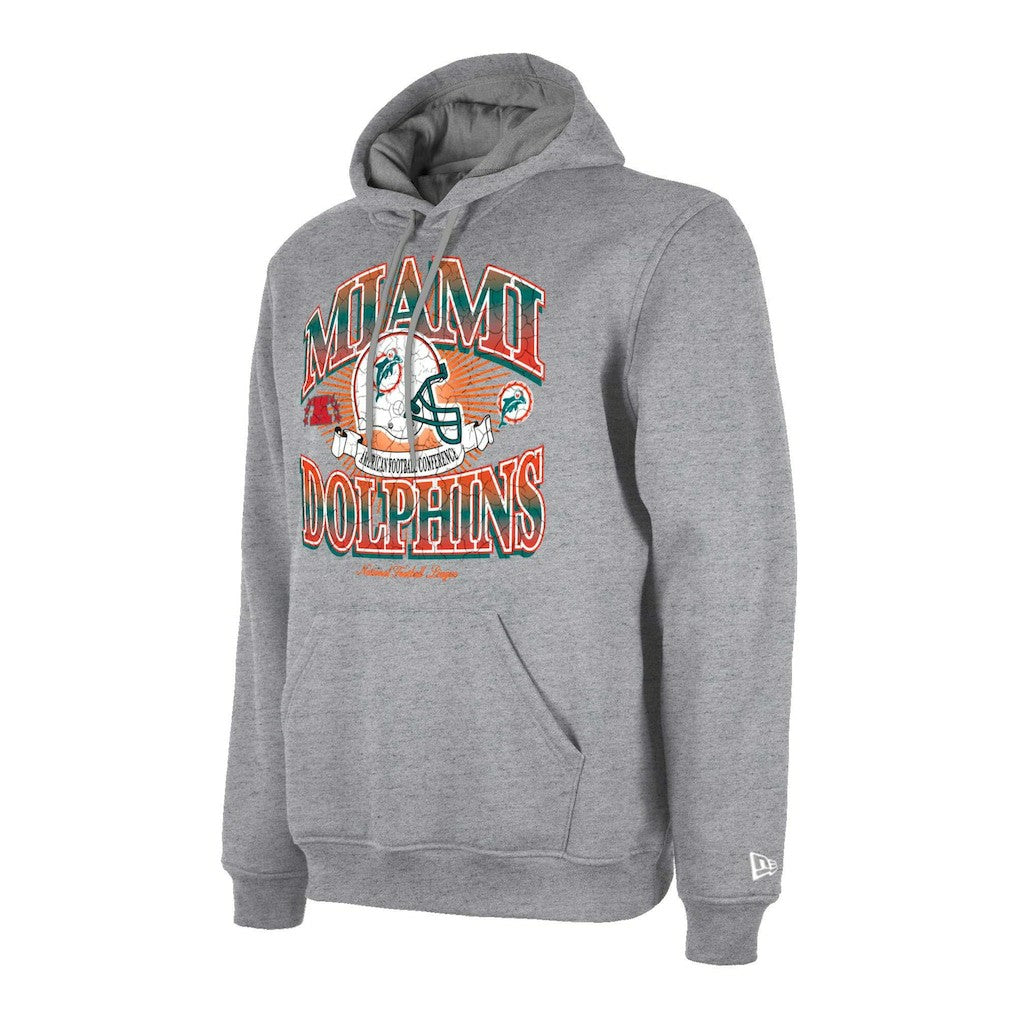Miami Dolphins New Era Retro Pullover Hoodie - Heather Gray discount