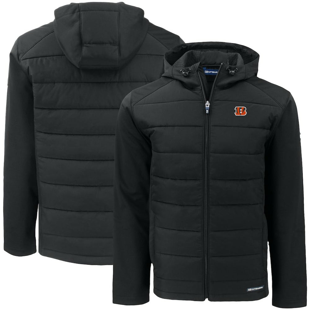 Cincinnati Bengals Cutter & Buck Big & Tall Evoke Hybrid Eco Softshell Recycled Full-Zip Hooded Jacket - Black sale