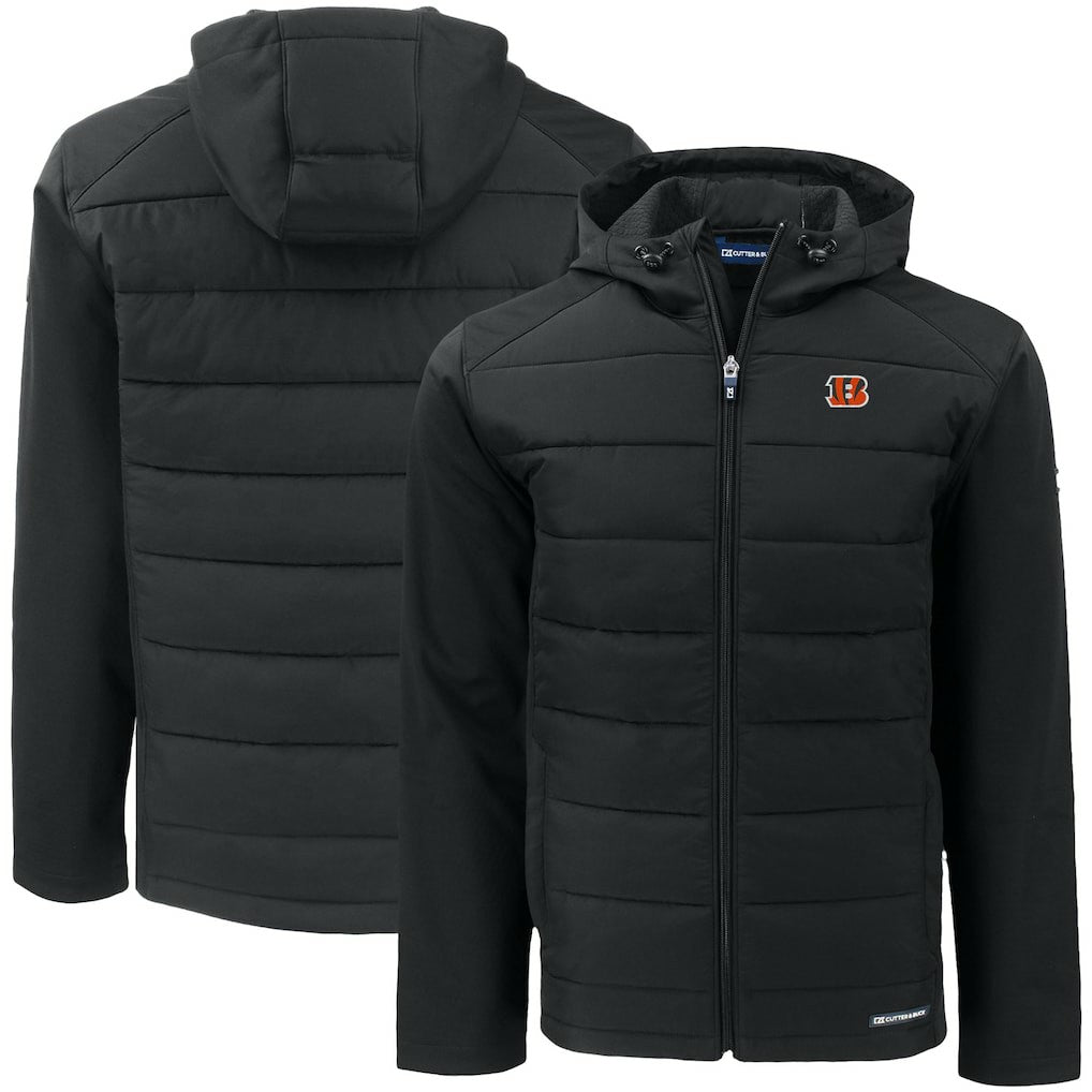 Cincinnati Bengals Cutter & Buck Big & Tall Evoke Hybrid Eco Softshell Recycled Full-Zip Hooded Jacket - Black sale