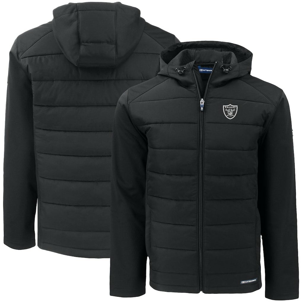 Las Vegas Raiders Cutter & Buck Big & Tall Evoke Hybrid Eco Softshell Recycled Full-Zip Hooded Jacket - Black cheap