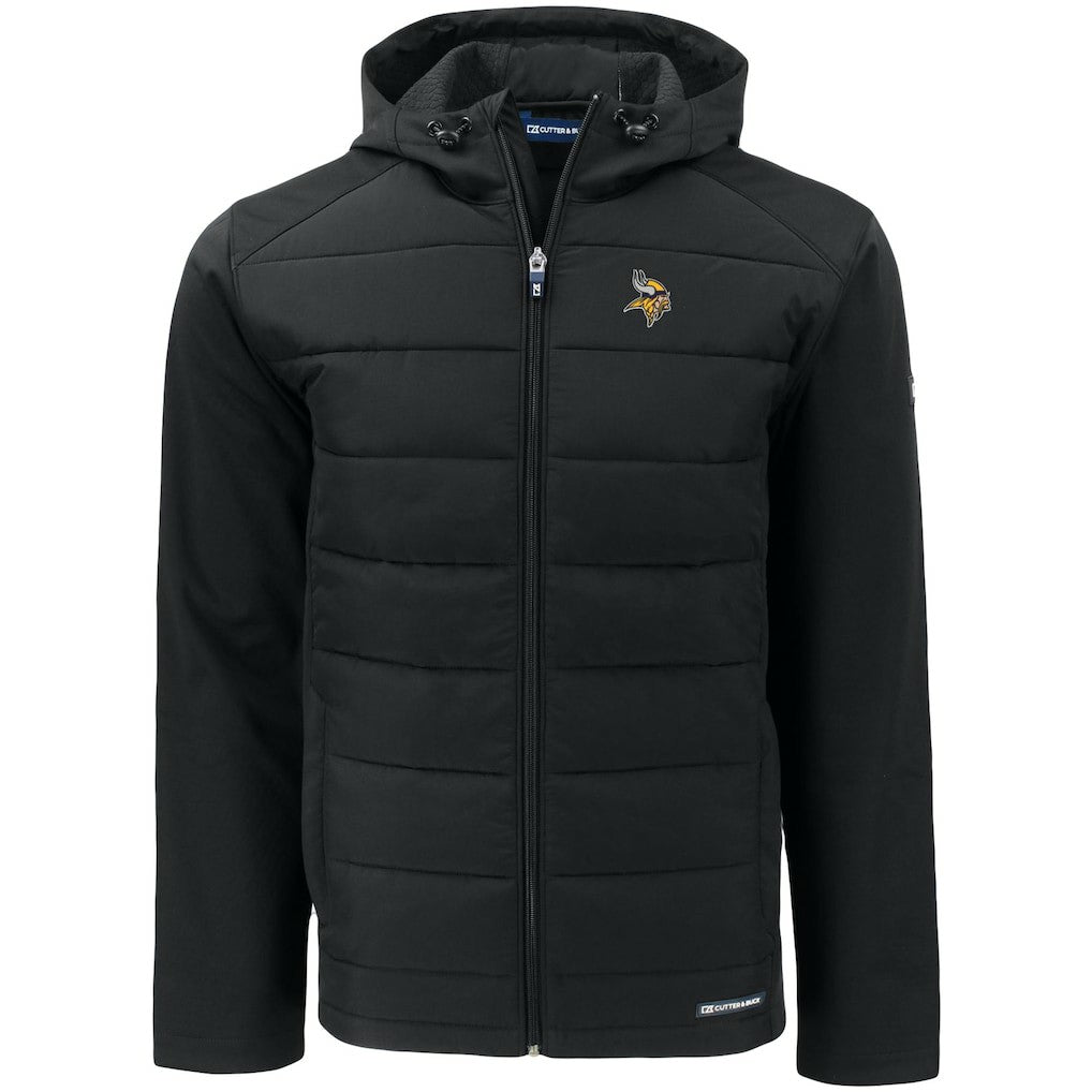 Minnesota Vikings Cutter & Buck Big & Tall Evoke Hybrid Eco Softshell Recycled Full-Zip Hooded Jacket - Black on sale