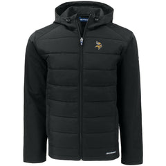 Minnesota Vikings Cutter & Buck Big & Tall Evoke Hybrid Eco Softshell Recycled Full-Zip Hooded Jacket - Black on sale