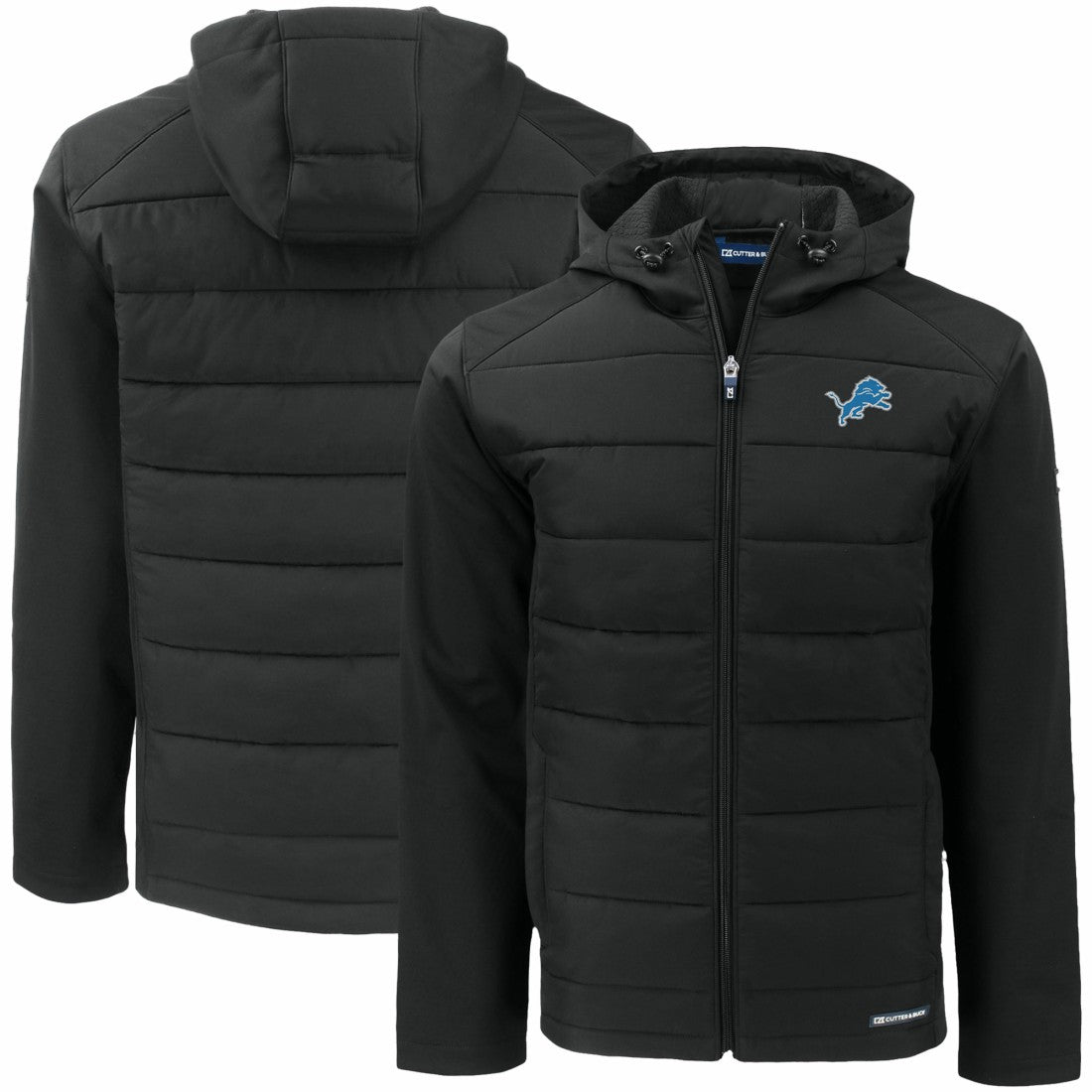 Detroit Lions Cutter & Buck Big & Tall Evoke Hybrid Eco Softshell Recycled Full-Zip Hooded Jacket - Black online