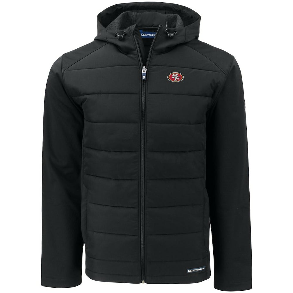San Francisco 49ers Cutter & Buck Big & Tall Evoke Hybrid Eco Softshell Recycled Full-Zip Hooded Jacket - Black sale
