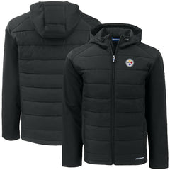 Pittsburgh Steelers Cutter & Buck Big & Tall Evoke Hybrid Eco Softshell Recycled Full-Zip Hooded Jacket - Black discount