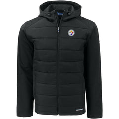 Pittsburgh Steelers Cutter & Buck Big & Tall Evoke Hybrid Eco Softshell Recycled Full-Zip Hooded Jacket - Black discount