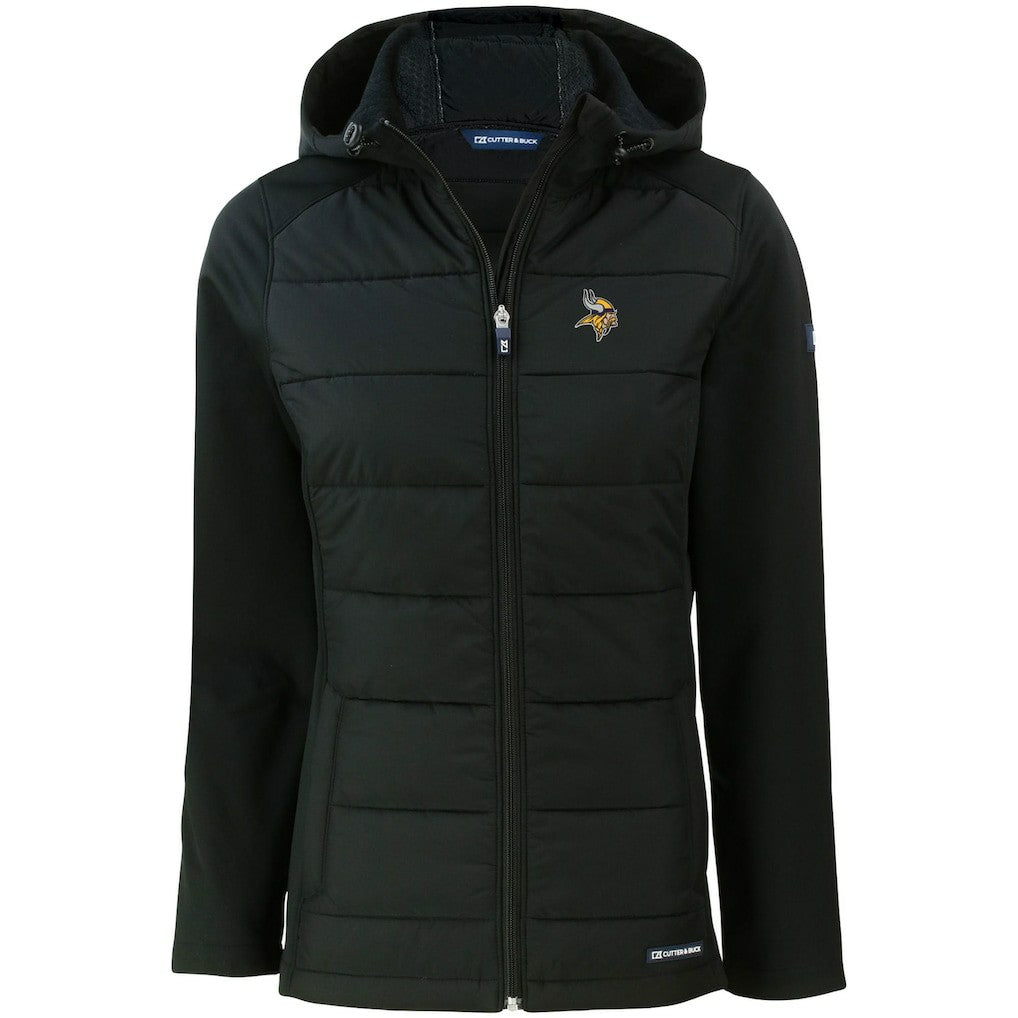 Minnesota Vikings Cutter & Buck Women's Evoke PrimaLoft Hybrid Eco Softshell Recycled Full-Zip Hooded Jacket - Black outlet