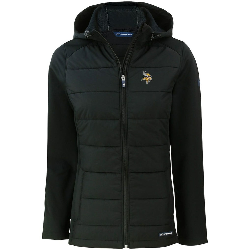 Minnesota Vikings Cutter & Buck Women's Evoke PrimaLoft Hybrid Eco Softshell Recycled Full-Zip Hooded Jacket - Black outlet