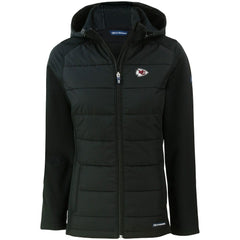 Kansas City Chiefs Cutter & Buck Women's Evoke PrimaLoft Hybrid Eco Softshell Recycled Full-Zip Hooded Jacket - Black for sale