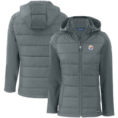 Pittsburgh Steelers Cutter & Buck Women's Evoke PrimaLoft Hybrid Eco Softshell Recycled Full-Zip Hooded Jacket - Gray outlet