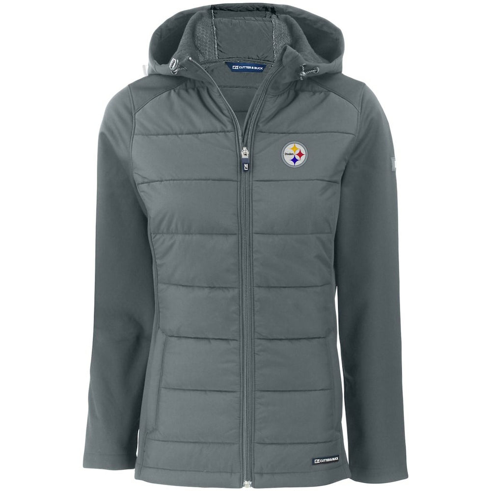 Pittsburgh Steelers Cutter & Buck Women's Evoke PrimaLoft Hybrid Eco Softshell Recycled Full-Zip Hooded Jacket - Gray outlet