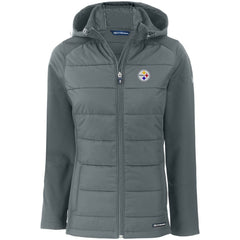 Pittsburgh Steelers Cutter & Buck Women's Evoke PrimaLoft Hybrid Eco Softshell Recycled Full-Zip Hooded Jacket - Gray outlet
