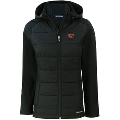 Washington Commanders Cutter & Buck Women's Evoke PrimaLoft Hybrid Eco Softshell Recycled Full-Zip Hooded Jacket - Black for sale