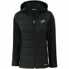 Detroit Lions Cutter & Buck Women's Evoke PrimaLoft Hybrid Eco Softshell Recycled Full-Zip Hooded Jacket - Black on sale