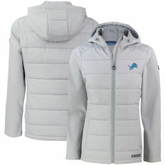 Detroit Lions Cutter & Buck Women's Evoke PrimaLoft Hybrid Eco Softshell Recycled Full-Zip Hooded Jacket - Gray discount
