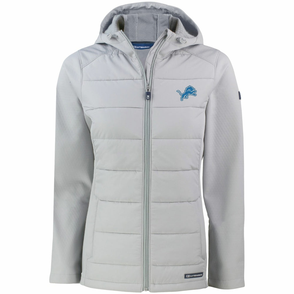 Detroit Lions Cutter & Buck Women's Evoke PrimaLoft Hybrid Eco Softshell Recycled Full-Zip Hooded Jacket - Gray discount