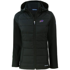 Buffalo Bills Cutter & Buck Women's Evoke PrimaLoft Hybrid Eco Softshell Recycled Full-Zip Hooded Jacket - Black for sale