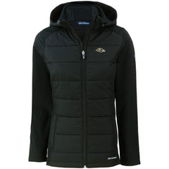Baltimore Ravens Cutter & Buck Women's Evoke PrimaLoft Hybrid Eco Softshell Recycled Full-Zip Hooded Jacket - Black sale