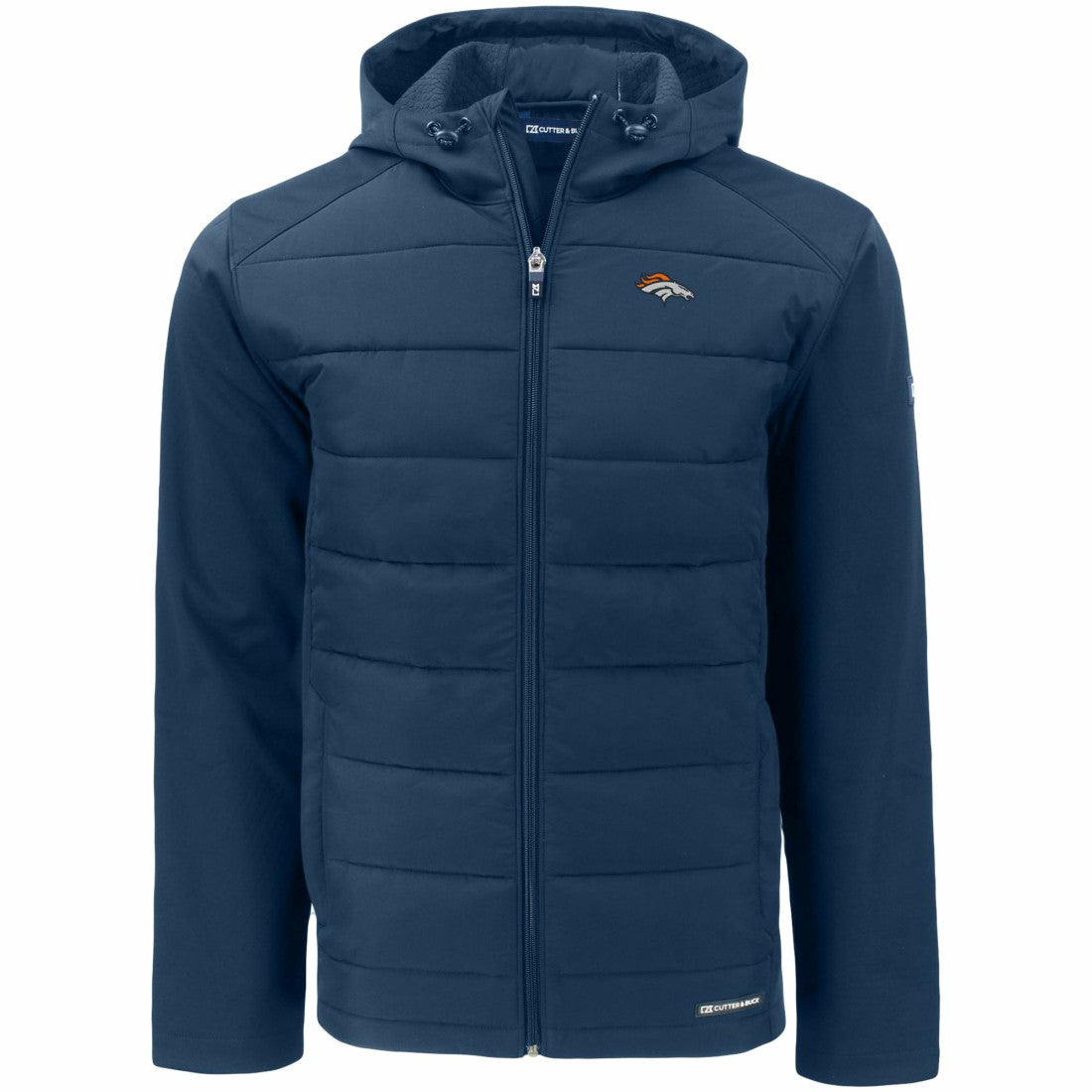Denver Broncos Cutter & Buck Evoke PrimaLoft Hybrid Eco Softshell Recycled Full-Zip Hooded Jacket - Navy outlet