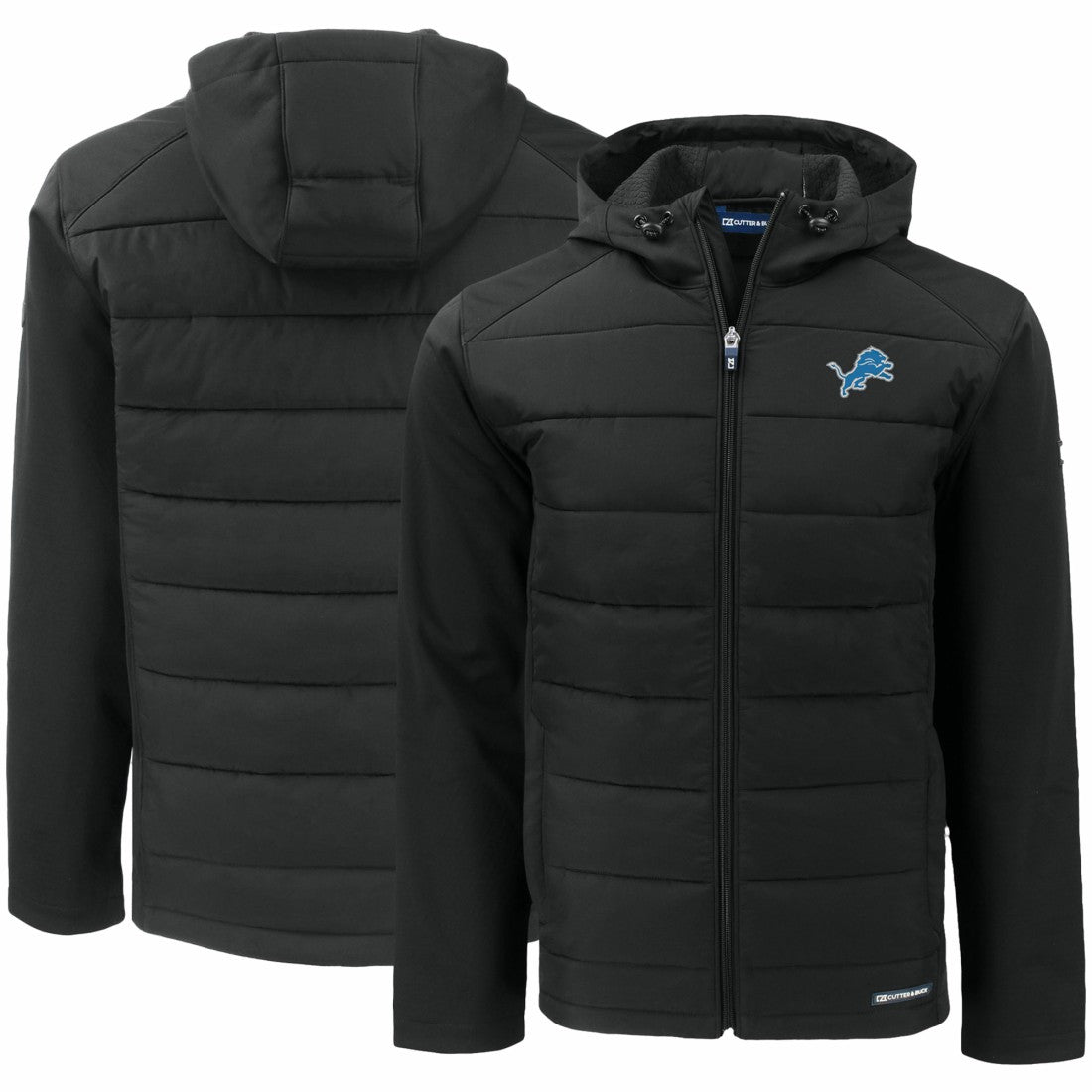Detroit Lions Cutter & Buck Evoke PrimaLoft Hybrid Eco Softshell Recycled Full-Zip Hooded Jacket - Black sale