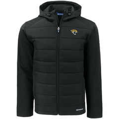 Jacksonville Jaguars Cutter & Buck Evoke PrimaLoft Hybrid Eco Softshell Recycled Full-Zip Hooded Jacket - Black for sale