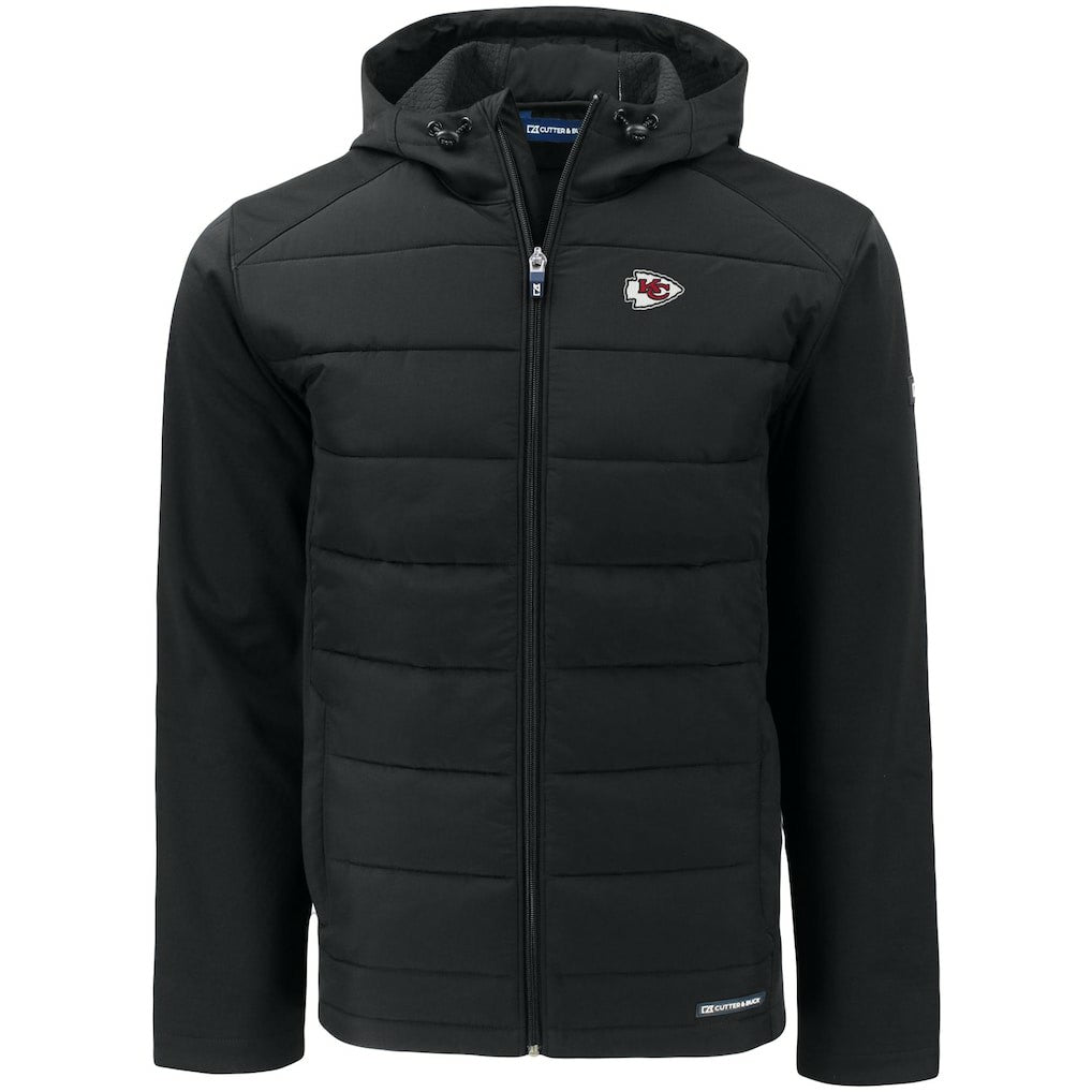 Kansas City Chiefs Cutter & Buck Evoke PrimaLoft Hybrid Eco Softshell Recycled Full-Zip Hooded Jacket - Black on sale