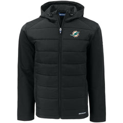 Miami Dolphins Cutter & Buck Evoke PrimaLoft Hybrid Eco Softshell Recycled Full-Zip Hooded Jacket - Black outlet