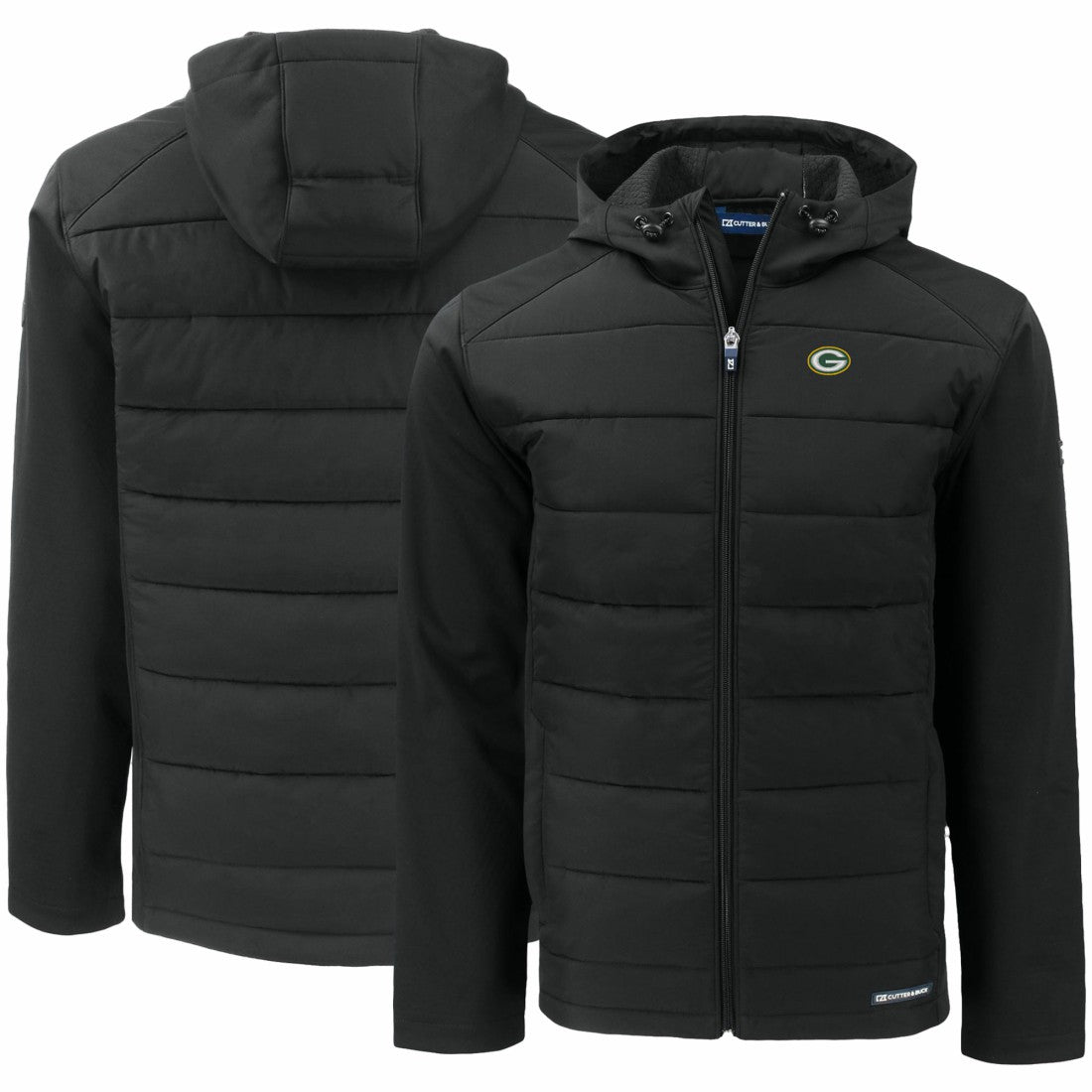 Green Bay Packers Cutter & Buck Evoke PrimaLoft Hybrid Eco Softshell Recycled Full-Zip Hooded Jacket - Black discount