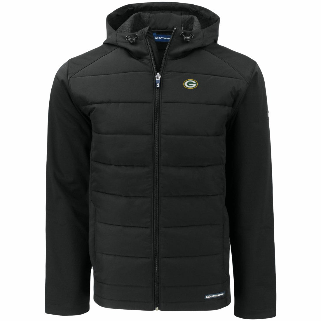 Green Bay Packers Cutter & Buck Evoke PrimaLoft Hybrid Eco Softshell Recycled Full-Zip Hooded Jacket - Black discount