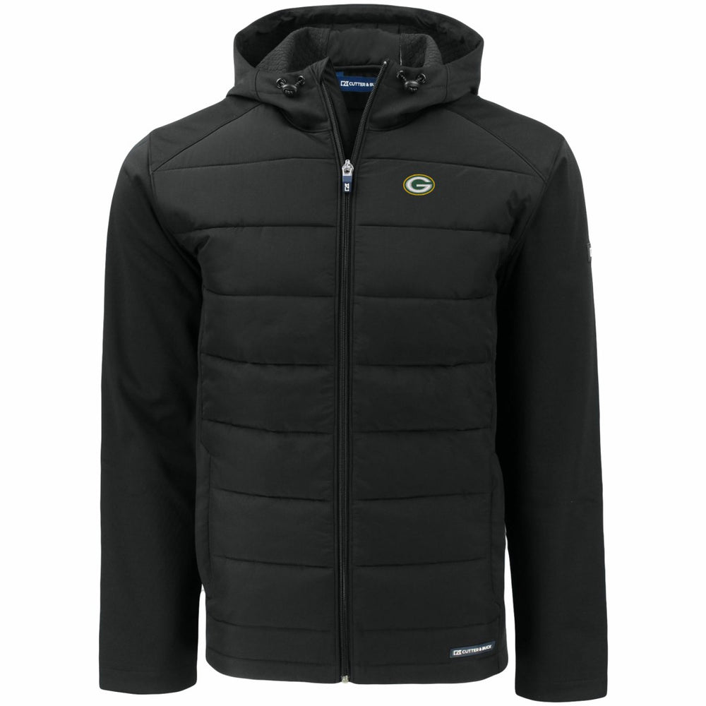 Green Bay Packers Cutter & Buck Evoke PrimaLoft Hybrid Eco Softshell Recycled Full-Zip Hooded Jacket - Black discount