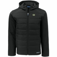 Green Bay Packers Cutter & Buck Evoke PrimaLoft Hybrid Eco Softshell Recycled Full-Zip Hooded Jacket - Black discount