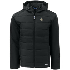 New Orleans Saints Cutter & Buck Evoke PrimaLoft Hybrid Eco Softshell Recycled Full-Zip Hooded Jacket - Black sale