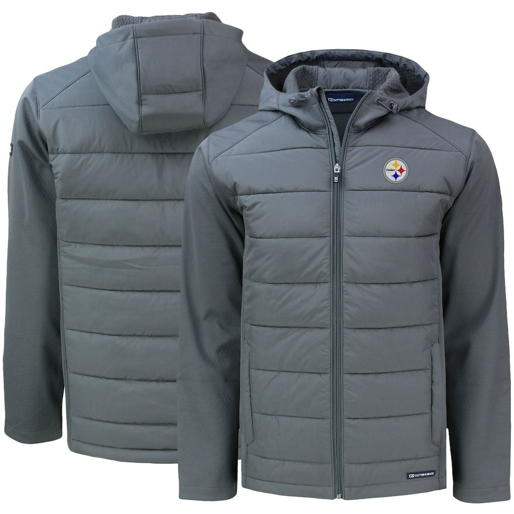 Pittsburgh Steelers Cutter & Buck Evoke PrimaLoft Hybrid Eco Softshell Recycled Full-Zip Hooded Jacket - Gray sale